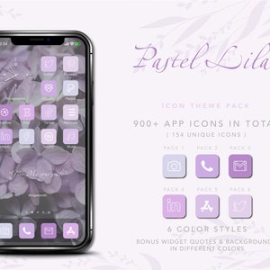 Pastel Lilac iOS Icons | Aesthetic App Icons for iPhone Home Screen | Icon Pack for Custom iOS Themes