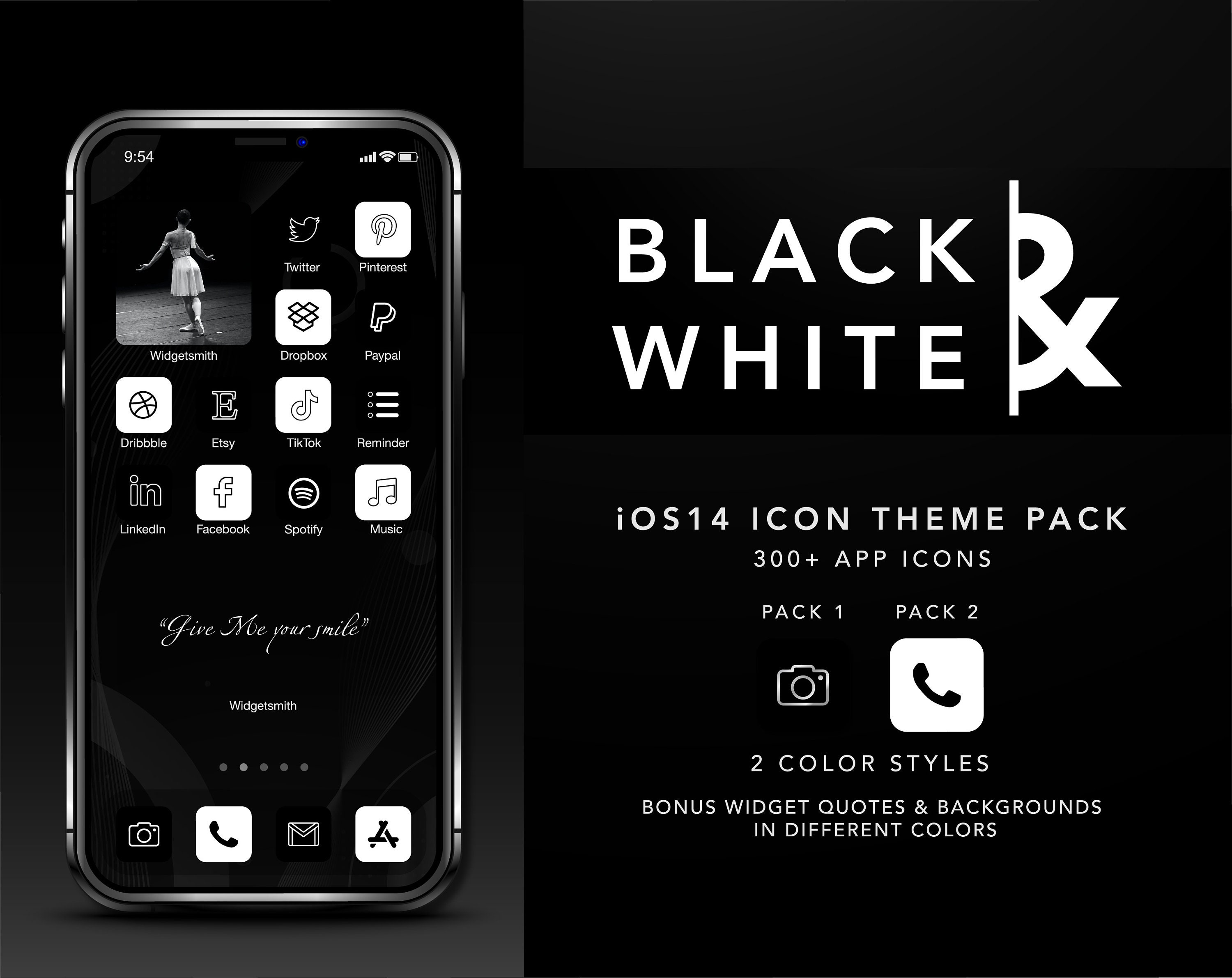 Black and White ios 14 App Icons iPhone App Icons Homescreen Etsy