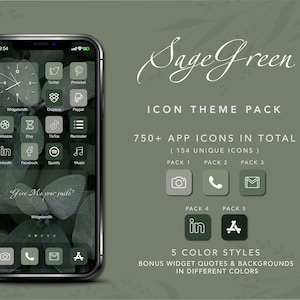 Sage Green iOS App Icons, iOS aesthetic, iPhone Icons, Home Screen iPhone iOS, Aesthetic icons, Icon Pack, icons ios