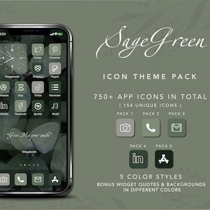 Sage Green iOS App Icons | Aesthetic iPhone Home Screen Icon Pack, Custom Icons for iOS, Digital Download