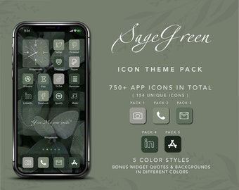 Sage Green iOS App Icons | Aesthetic iPhone Home Screen Icon Pack, Custom Icons for iOS, Digital Download
