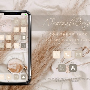 Neutral Beige Aesthetic iPhone App Icons | 770 Customizable iOS Icon Pack for a Chic Look & Stylish Home Screen