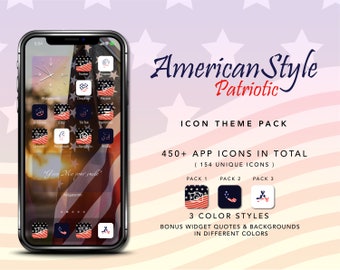 アメリカ国旗のアプリアイコン | 愛国的なiPhoneホーム画面テーマ（デジタルダウンロード）