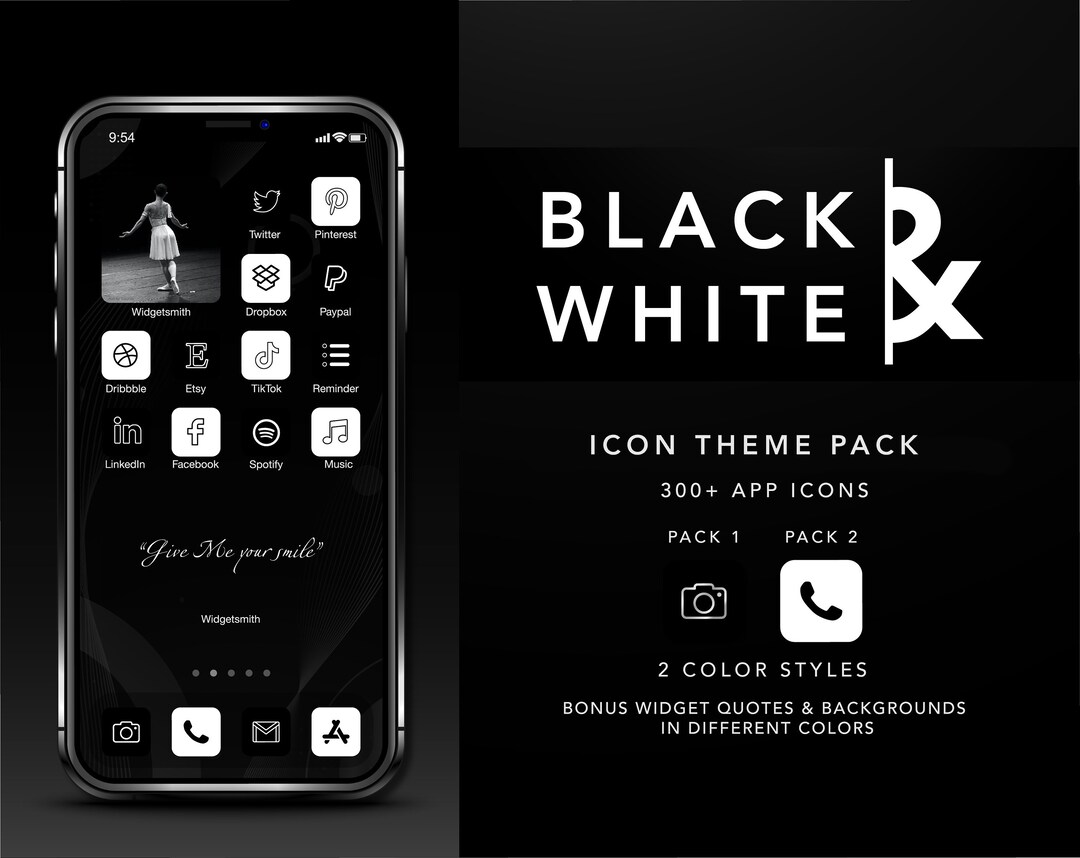 Black and White Ios 14 15 App Icons, iPhone App Icons, Homescreen