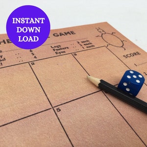 Beetle Drive - Instant download - Party Parlour Game - Fun 1940s / 1950s Reminiscence Game House Party - Christmas Family After Dinner Game