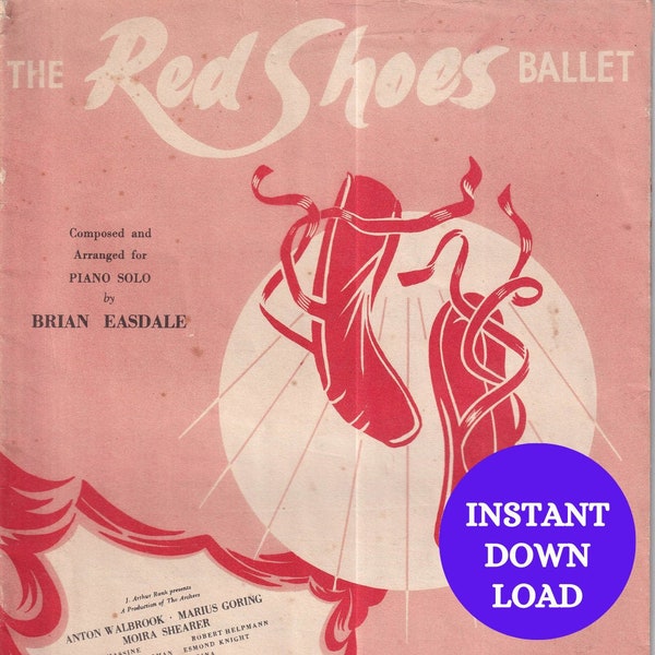 The Red Shoes Ballet - 1950s Piano Solo Vintage Sheet Music by Brian Easdale - Instant download - 22 Pages