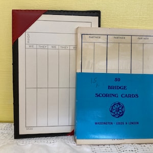 Vintage kleine houder voor scoreblad en notitieblok voor bridge - jaren 60 - zes rubbers