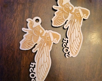 Laser Cut Brood XIX Cicada Santa Ornament 2024