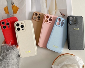 Personalized Vegan Leather iPhone Case: Monogrammed Embossed Cover