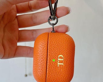 Personalized Leather AirPods Case: Monogrammed Pebble Leather Cover pro 3  4 pro2