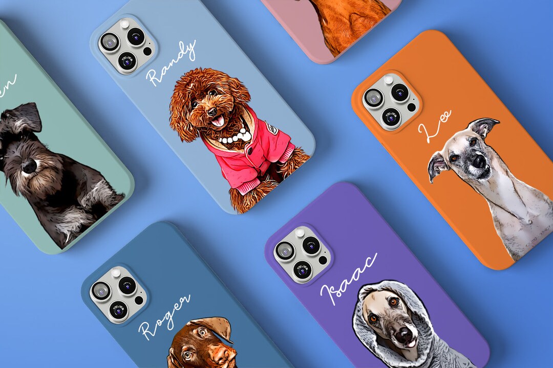 Custom Pet Portrait iPhone 15 Case, Personalized Pet iPhone 15,14,13,12