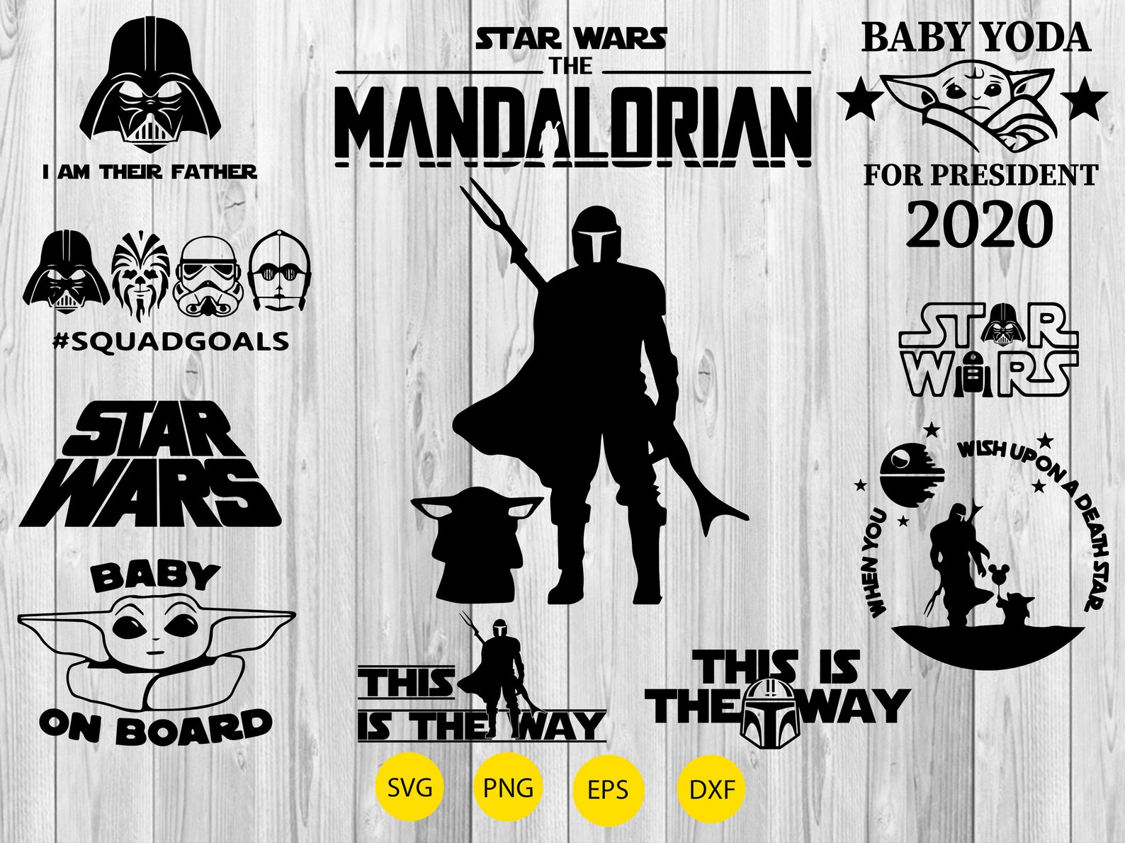 Download Star Wars Bundle Svg Baby Yoda Svg mandalorianische Svg | Etsy