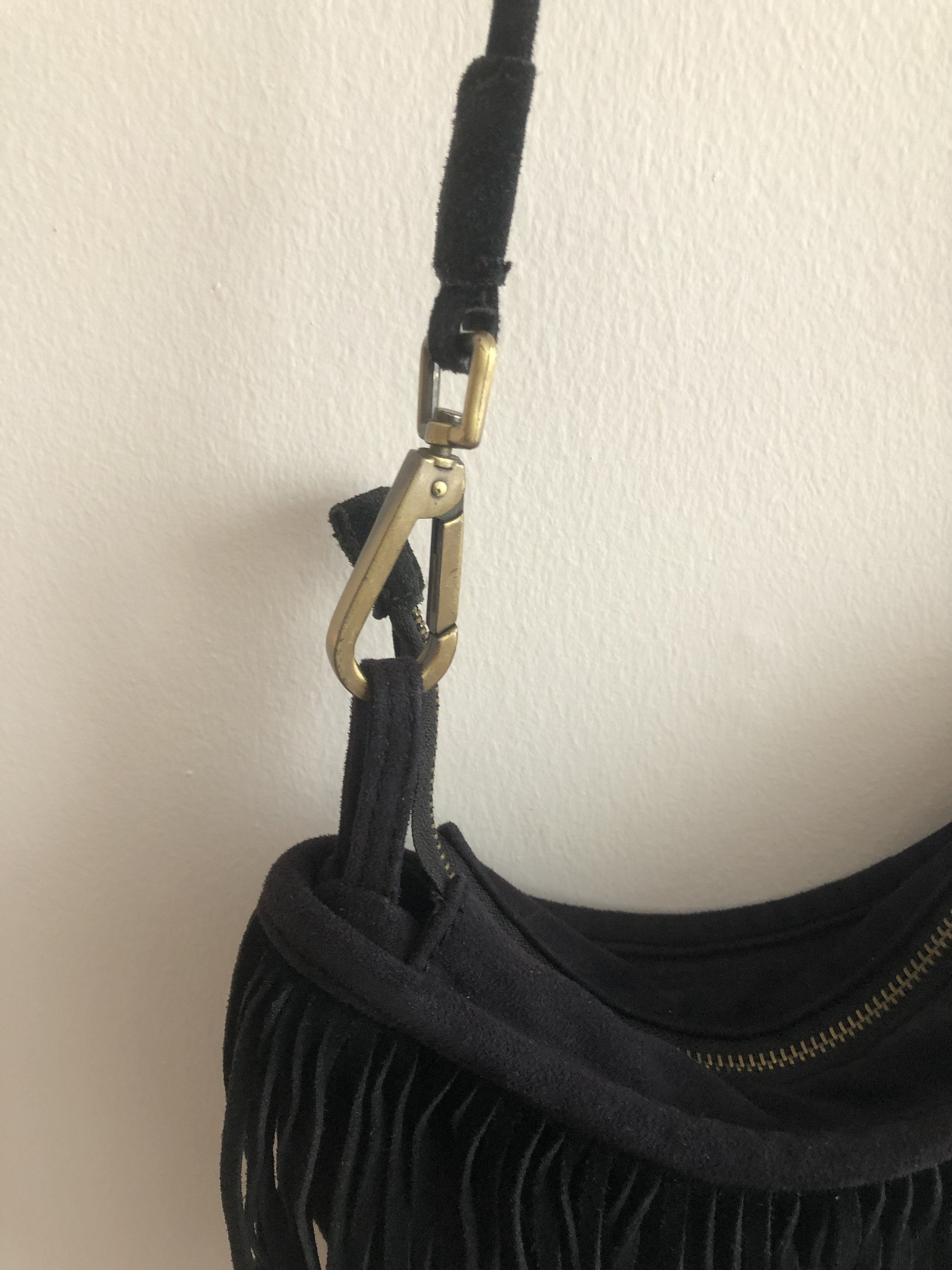 Black Suede Tassel Crossbody Bag Etsy