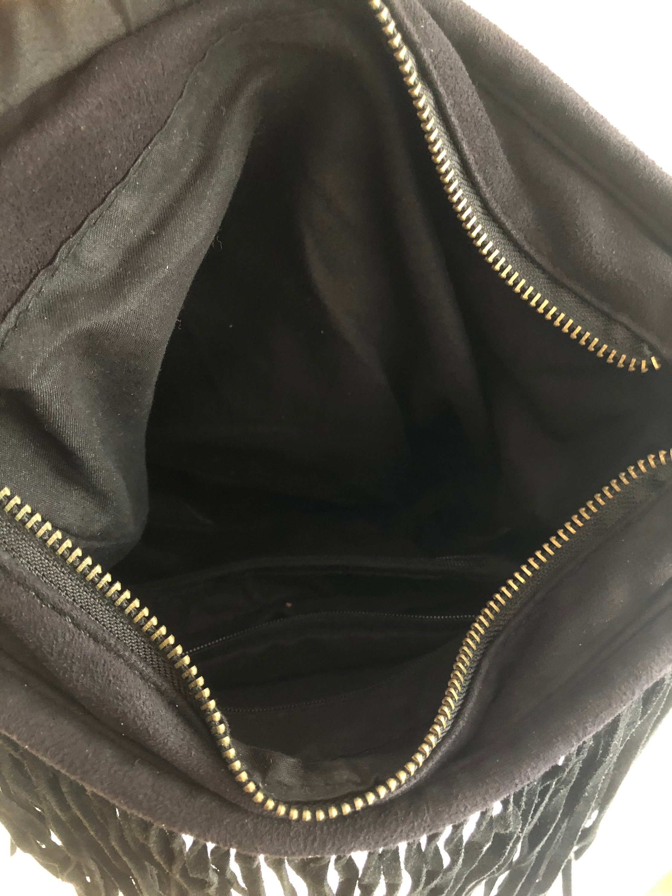 Black Suede Tassel Crossbody Bag Etsy