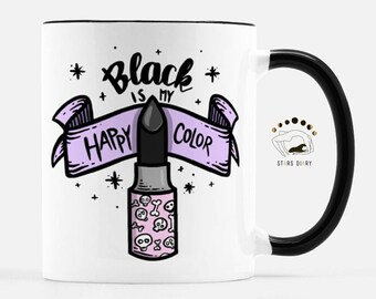Pastel Goth Skull Mug: "Black is my Happy Color"