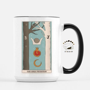 Caneca de Alta Sacerdotisa, Caneca de Carta de Tarô, Presentes de Bruxa, Caneca de Tarô, Caneca de Café de Cerâmica, Caneca de Bruxa, Caneca de Bruxaria, Caneca de Arte de Tarô, Presentes para Ela