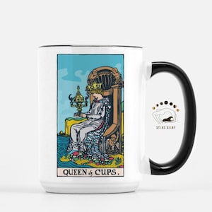 Rainha de Copas, Caneca de Carta de Tarô, Presentes de Bruxa, Caneca de Tarô, Caneca de Café de Cerâmica, Caneca de Bruxa, Caneca de Bruxaria, Taça de Tarô, Caneca da Rainha, Amantes de Tarô
