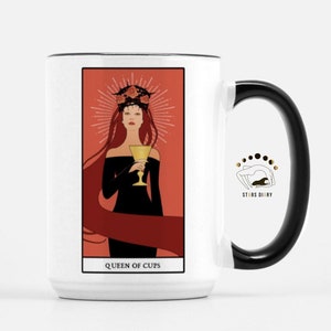 Queen of Cups, Tarot Card Mug, Witchy Gifts, Tarot Mug, Ceramic Coffee Mug, Witchy Mug, Witchcraft Mug, Tarot Cup, Queen Mug, Birthday Mug