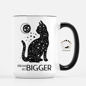 Black Cat Mug, Black Cat Gift, Witch Cat Mug, Witchy Mug, Moon Phase Art, Ceramic Coffee Mug, Gothic Mug, Tea Mug Gift, Moon Mug, Cat Lovers