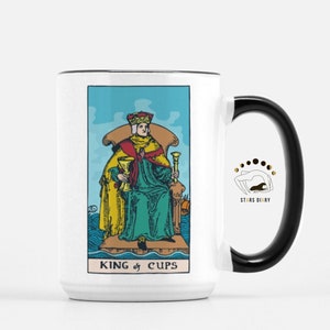 Rei de Copas, Caneca de Carta de Tarô, Presentes de Bruxa, Caneca de Tarô, Caneca de Café de Cerâmica, Caneca de Bruxa, Caneca de Bruxaria, Taça de Tarô, Caneca do Rei, Amantes de Tarô
