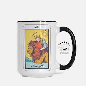 Caneca de força de tarô, presentes de bruxa, arte oculta, caneca de tarô, caneca de cerâmica de força, caneca de força de tarô, caneca de bruxa, caneca de cartas de tarô, copo de força