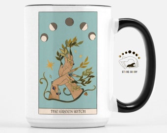 Green Witch Mug, Witchy Tarot Mug, Witchcraft, Witchy Gifts, Witchy Decor, Witchcraft Decor, Green Witch Decor, Green Witch Gifts for Her