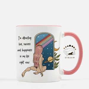Positive Affirmations Mug, Law of Attraction, Manifest Mug, Moon Goddess Art, Self Love Gift, Witchy Mug, Mindfulness Gift, Motivational Mug