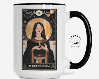 High Priestess Tarot Card Mug, Witchcraft Coffee Cup, Occult Home Decor