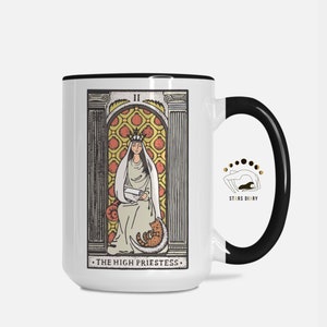 Caneca de Alta Sacerdotisa, Caneca de Carta de Tarô, Presentes de Bruxa, Caneca de Tarô, Caneca de Café de Cerâmica, Caneca de Bruxa, Caneca de Bruxaria, Caneca de Arte de Tarô, Presentes para Ela