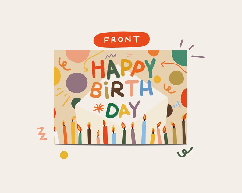 Digital Birthday Card Digital Printable Digital Card Happy Etsy