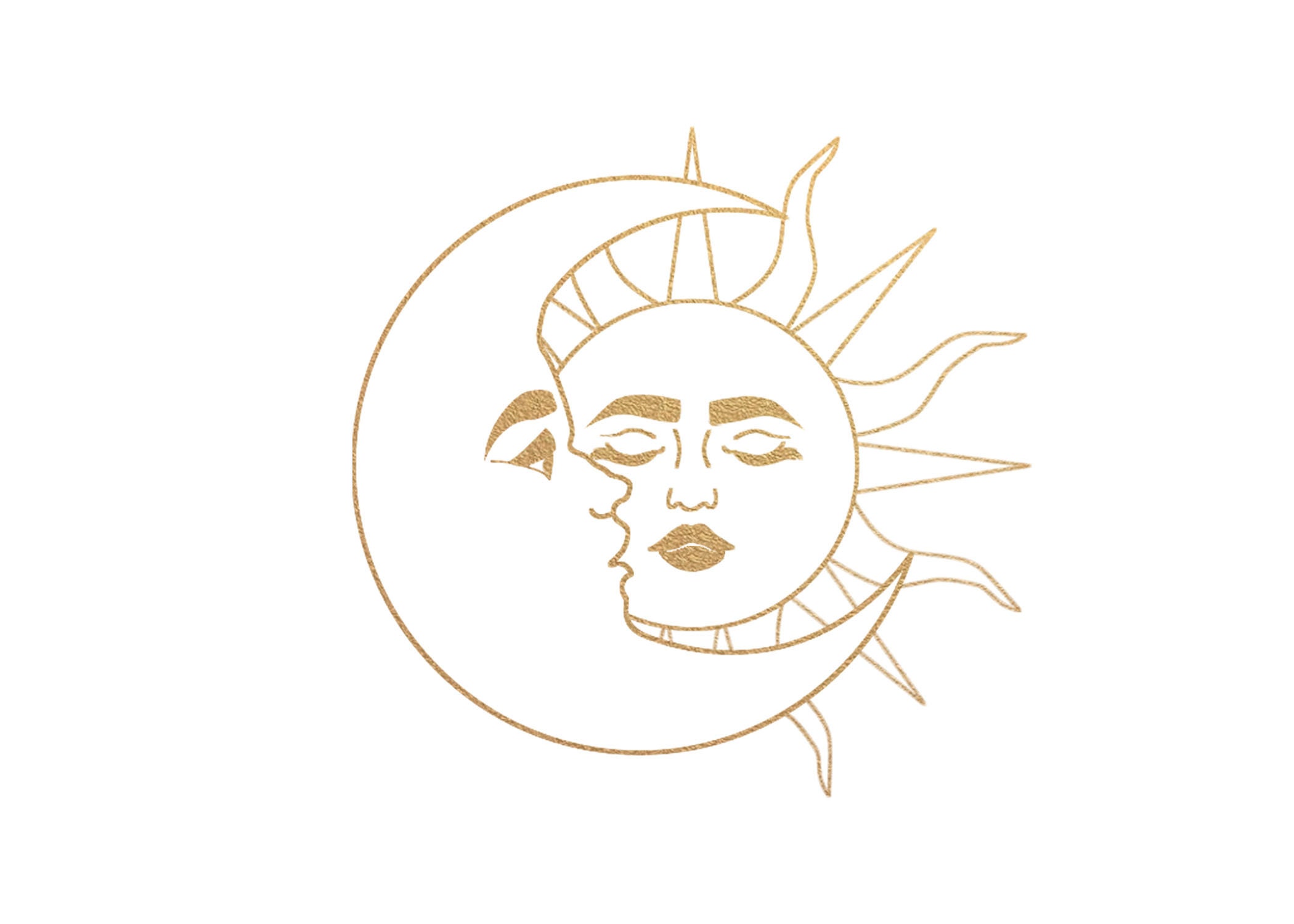 Golden Sun and Moon Sticker Etsy