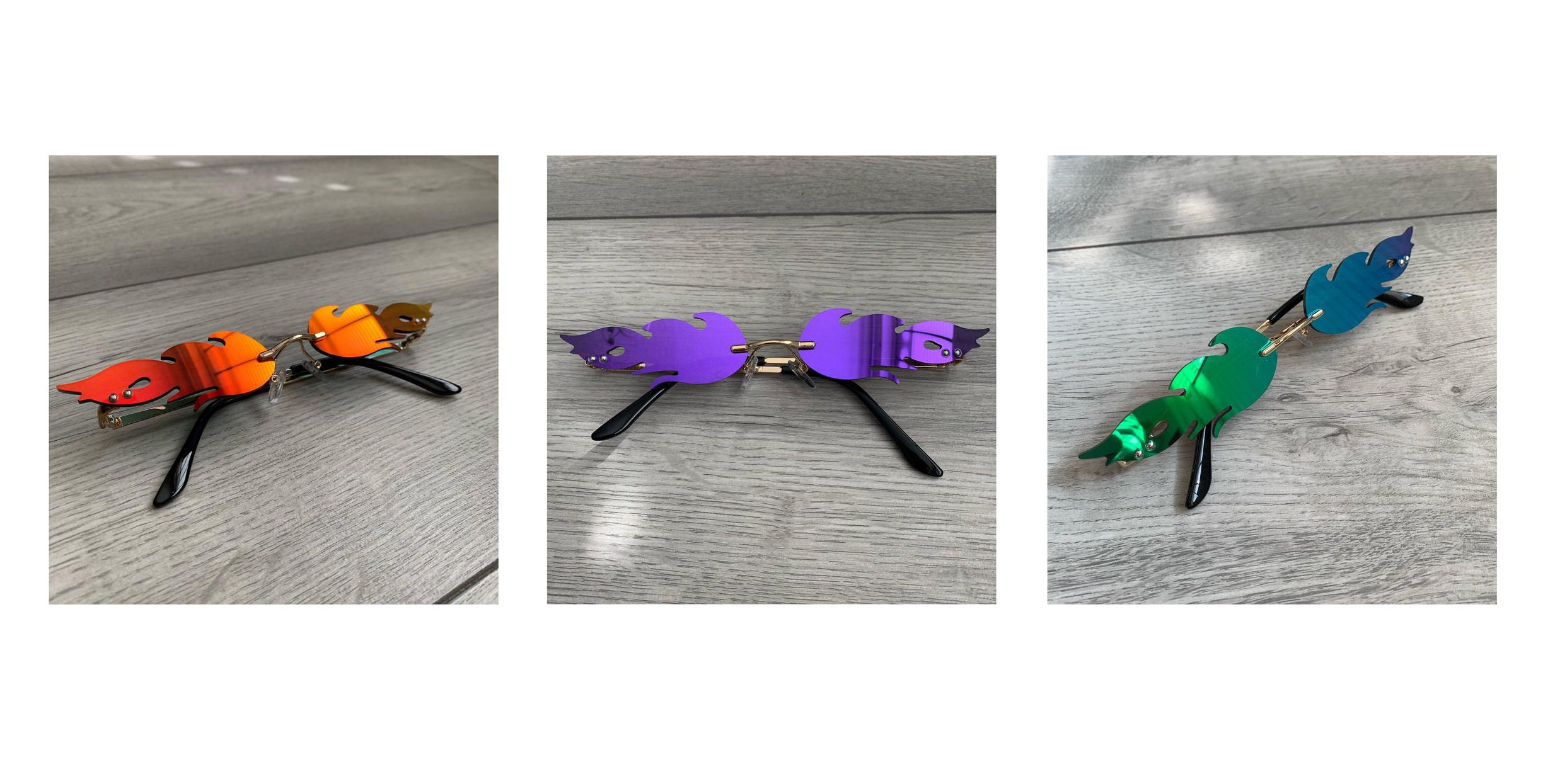 Sunglasses Flame Fire Modern UV400 Vintage Purple/Blue Etsy