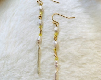 Baroque freshwater pearl earrings，18k gold plated earrings