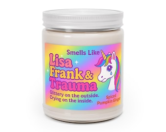 Lisa Frank Inspired Spiced Pumpkin Candle: 2000s Nostalgia Soy Candle