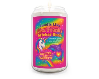 Lisa Frank Candle: Vanilla Bean Scent - 90s Nostalgic Gift
