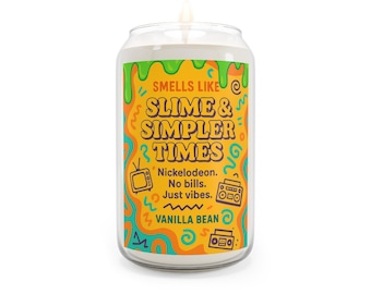 90s Nostalgia Candle: Vanilla Bean Scent, Slime Drip Design