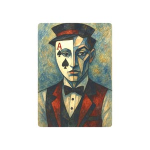 Máscara do Dealer Aquarela Carta de Poker Casino Dealer Retrato Caneca Presente Meio Mascarado Estilo Picasso Inspirado em Van Gogh,