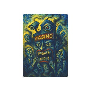 The House Always Wins Casino Surrealistisch artistiek ontwerp, Van Gogh, Picasso-stijl, Uniek casinocadeau, kaart
