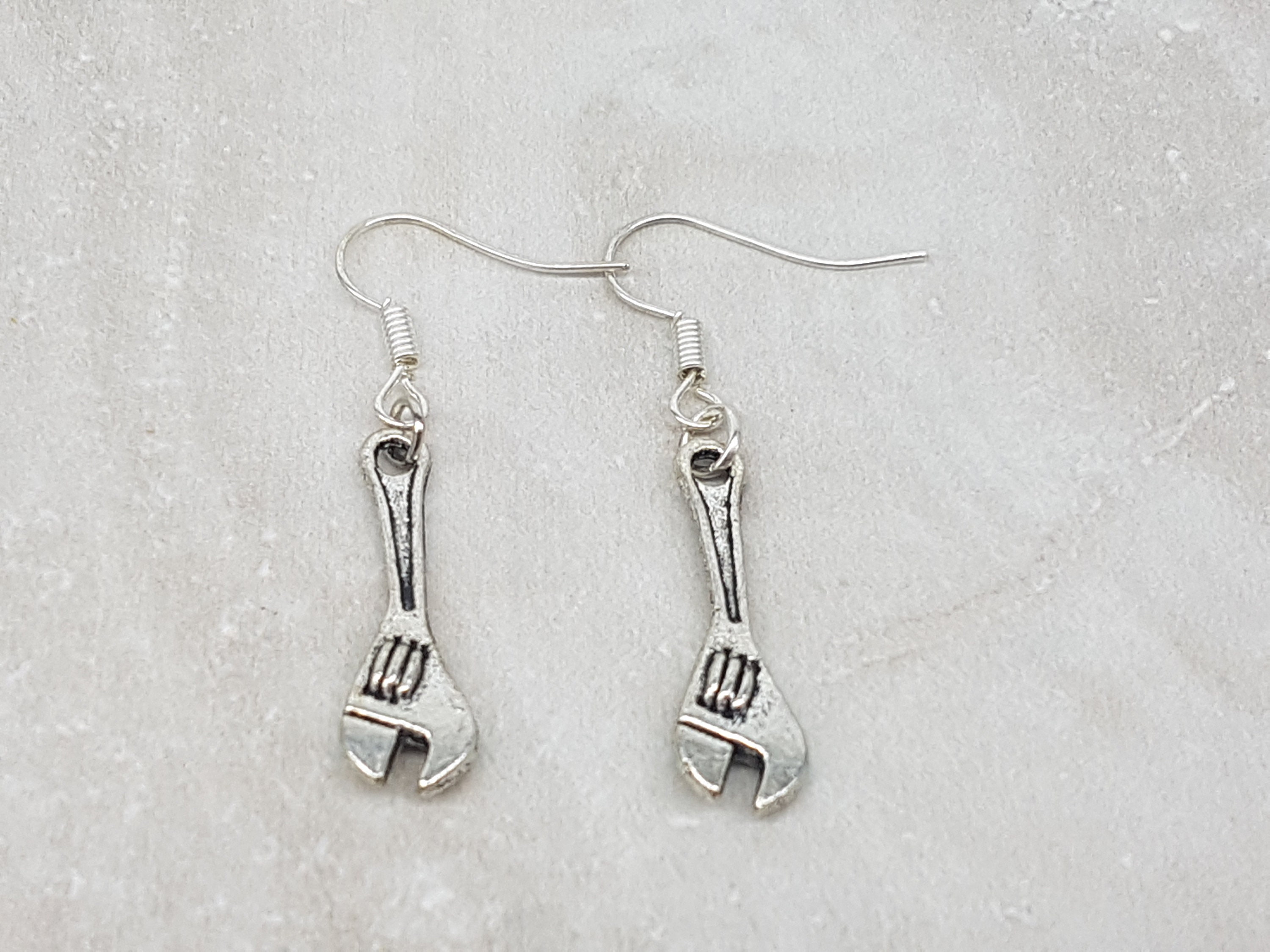 Silver Coloured Wrench Earrings Etsy.de
