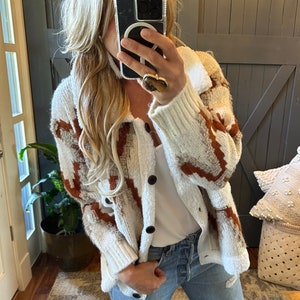 The Montana Native Knit Sherpa Sweater Jacket Quilted Coat by Lavender Tribe Design ~ Women&#39;s Sizes Small to XL