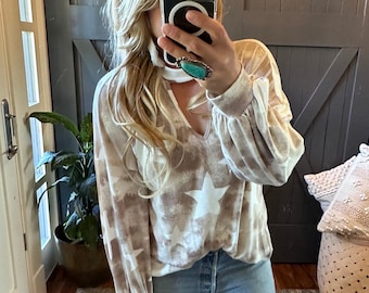 Lavender Tribe Design Waffle Cotton Leave Long Cozy Tunic Top Pullover ...