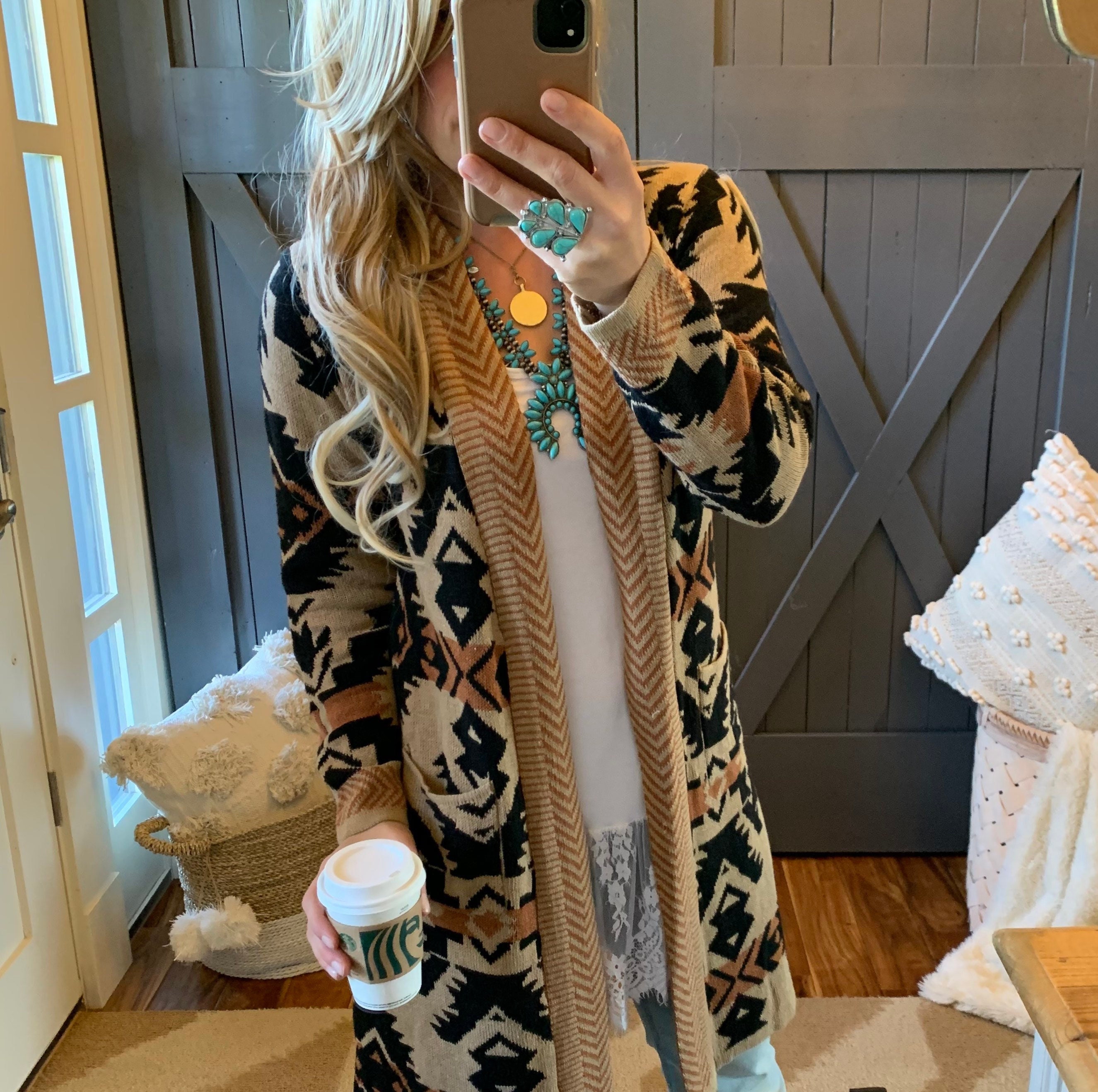New Women's Long Brown Cardigan Sweater 