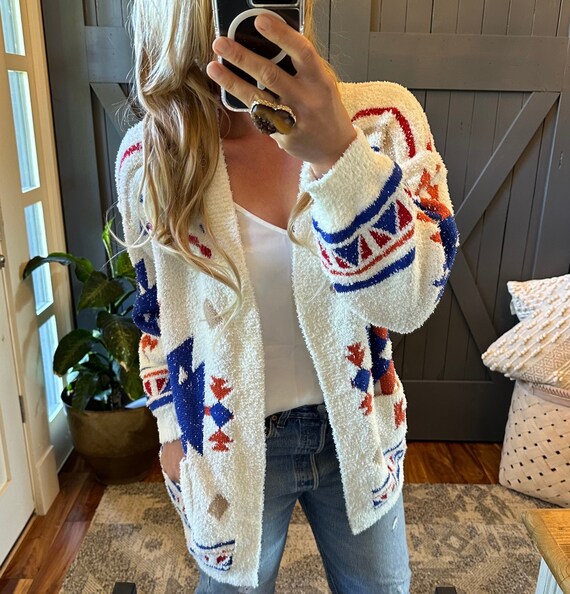 Tribal print cardigan sweater top
