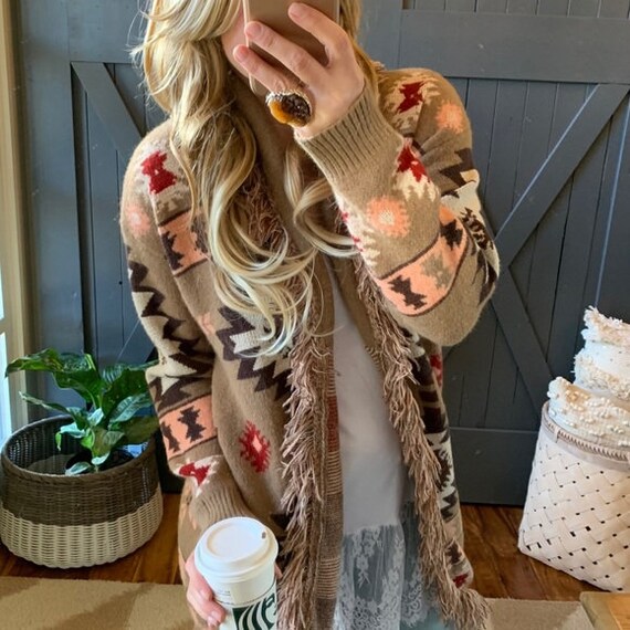 Vintage Boho Aztec Cardigan