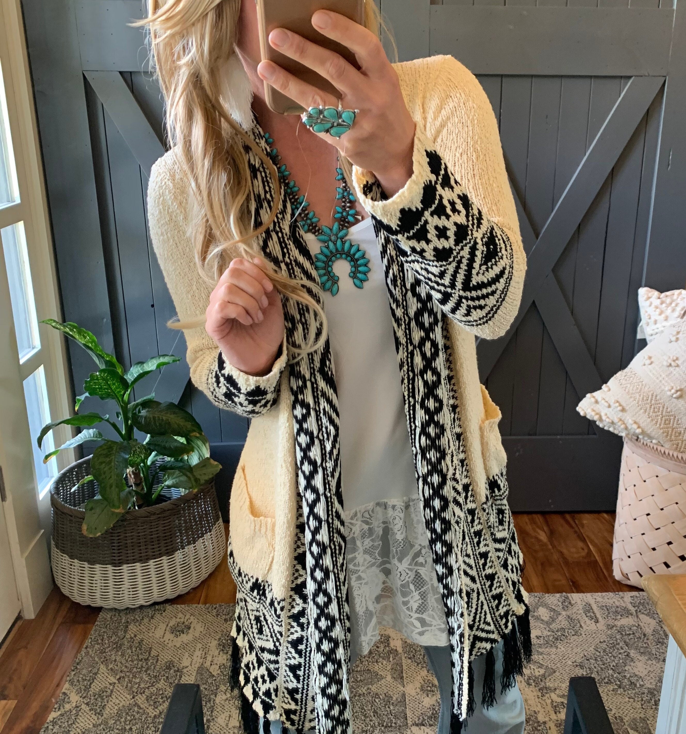 New Cozy Celtic Print Long Fringed Hem 
