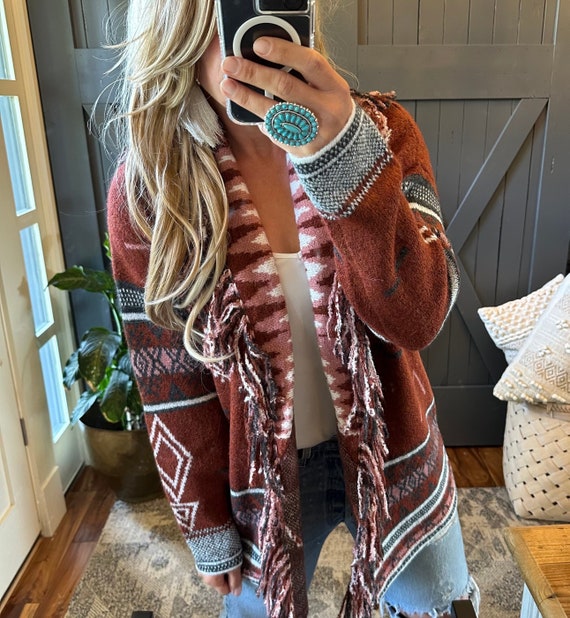 Aztec Wrap Cardigan Sweater – Gone With The West