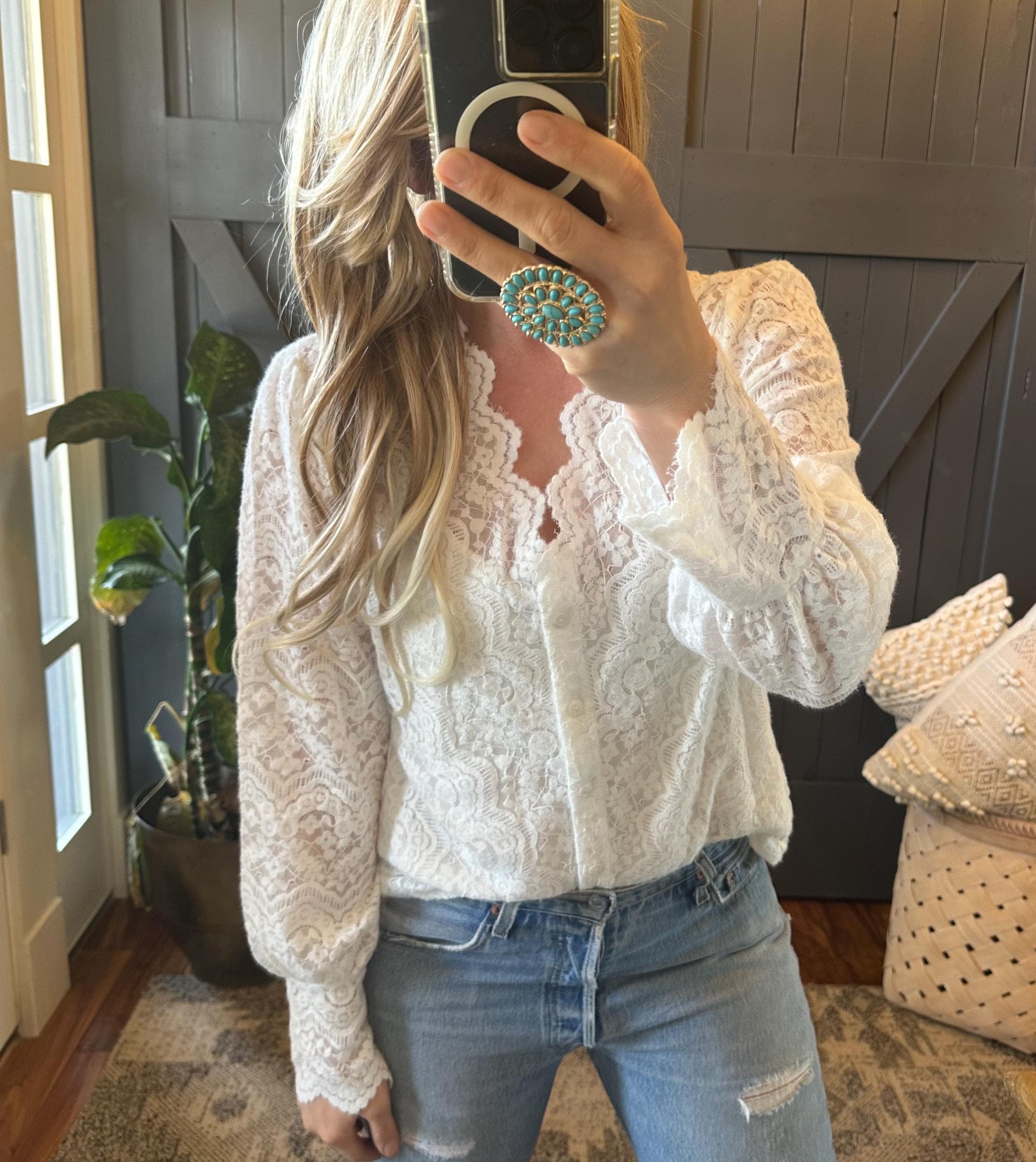 新品　Eaphi VINTAGE LIKE LACE BLOUSE white VINTAGE LIKE LACE BLOUSE