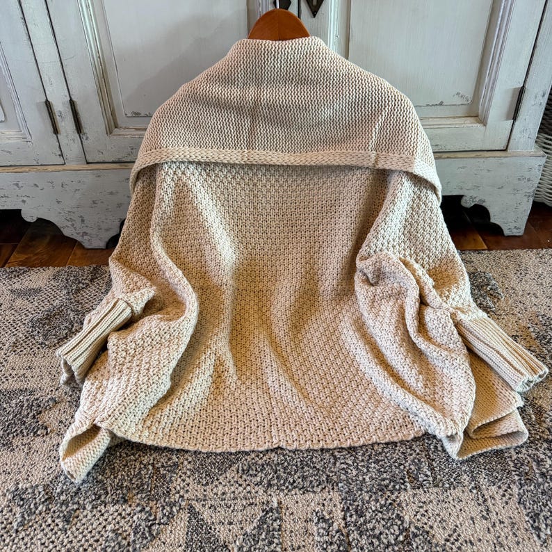 Handmade Shawl Collar Oversized Cardigan: Cable Knit Dolman Sleeve Boho Sweater image 9