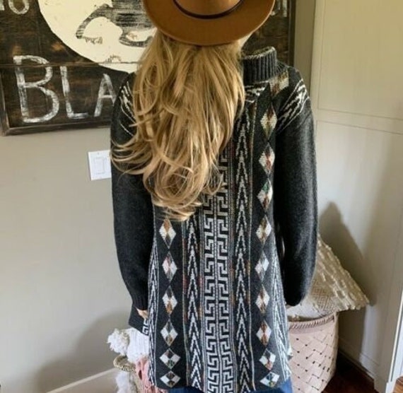 New Cozy Tribal Print Long Cardigan 