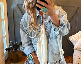 Handmade Oversized Denim Jacket by Lavender Tribe Design